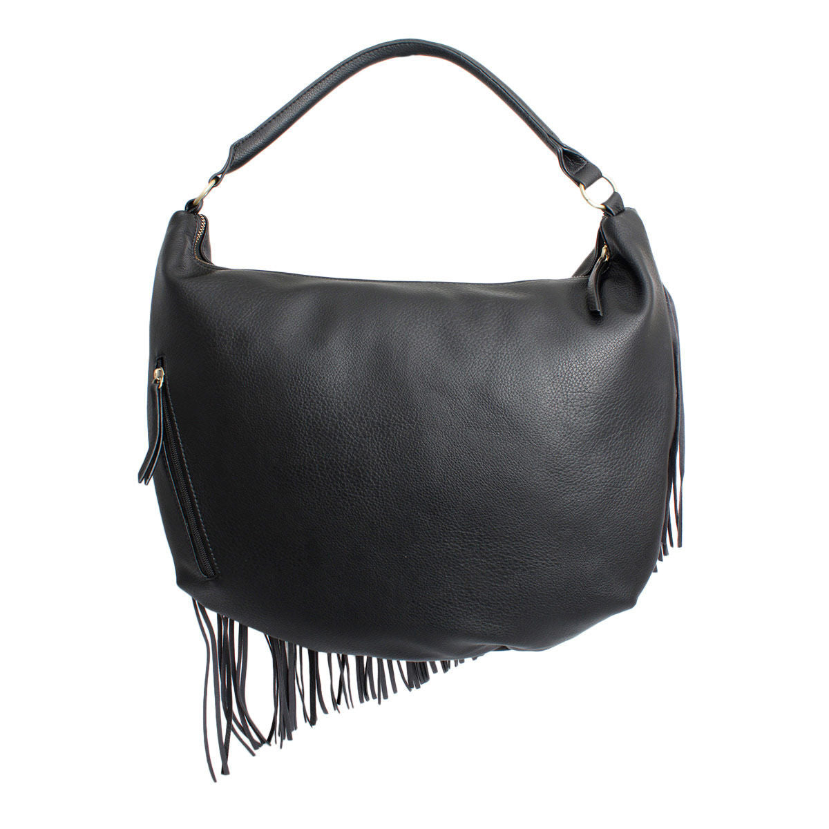 Purse Black Diagonal Fringe Hobo Bag for Women - Premium Wholesale Fashion Accessories from Pinktown - Just $56! Shop now at chiquestyles