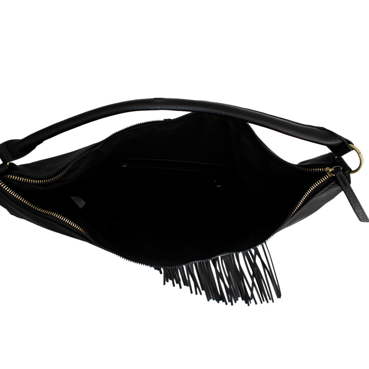 Purse Black Diagonal Fringe Hobo Bag for Women - Premium Wholesale Fashion Accessories from Pinktown - Just $56! Shop now at chiquestyles