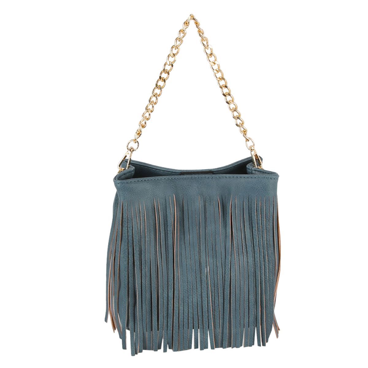 Purse Denim Blue Leather Fringe Bag for Women - Premium Wholesale Fashion Accessories from Pinktown - Just $56! Shop now at chiquestyles