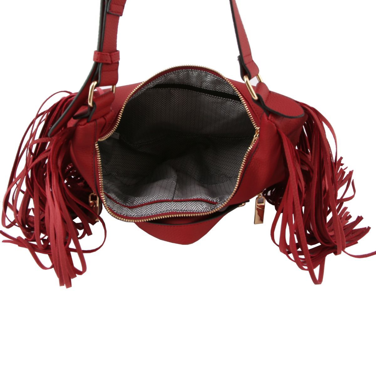 Wine Moto Fringe Shoulder Bag|11.4 x 11.8 x 3.5 inches - Premium Wholesale Fashion Accessories from Pinktown - Just $64! Shop now at chiquestyles