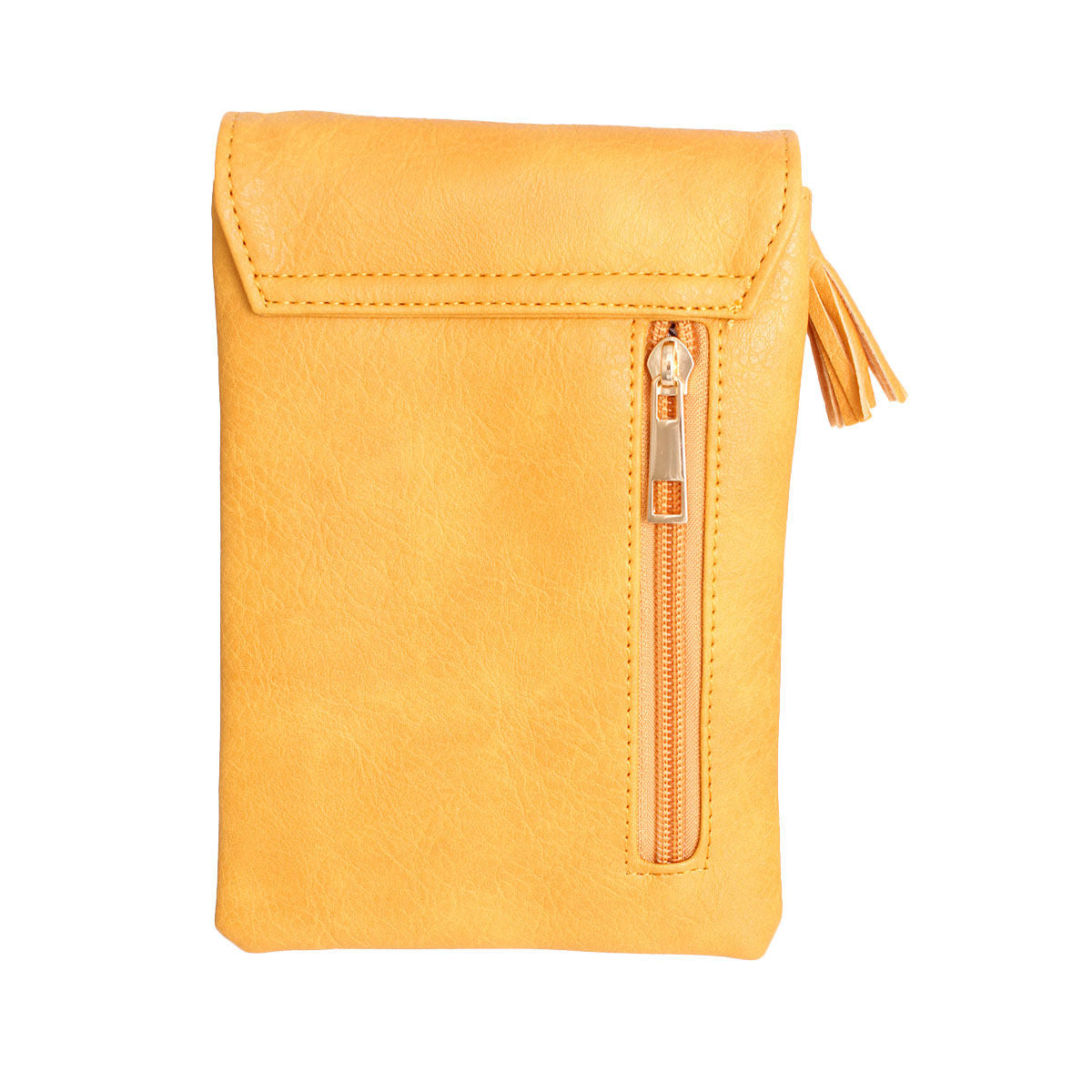 Mustard Flap Snap Mobile Crossbody|7.5 x 5.12 x 1 inches - Premium Wholesale Fashion Accessories from Pinktown - Just $23! Shop now at chiquestyles