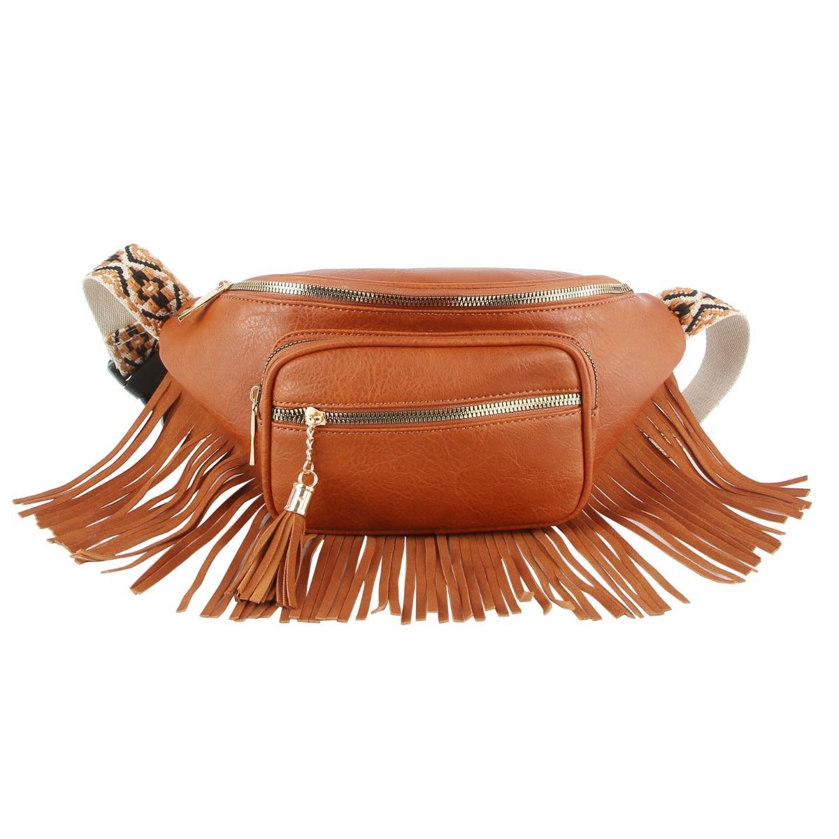 Brown Fringe Fanny Pack|13 x 5.75 x 2 inches - Premium Wholesale Fashion Accessories from Pinktown - Just $46! Shop now at chiquestyles