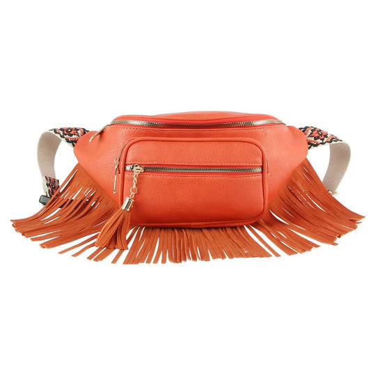 Orange Fringe Fanny Pack|13 x 5.75 x 2 inches - Premium Wholesale Fashion Accessories from Pinktown - Just $46! Shop now at chiquestyles