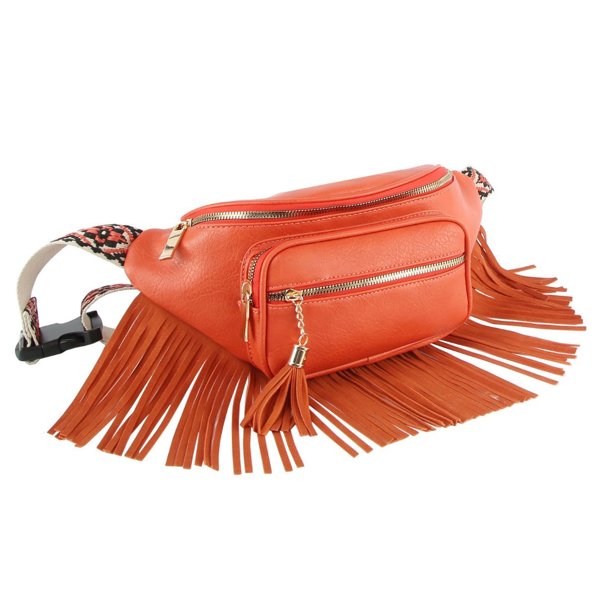 Orange Fringe Fanny Pack|13 x 5.75 x 2 inches - Premium Wholesale Fashion Accessories from Pinktown - Just $46! Shop now at chiquestyles