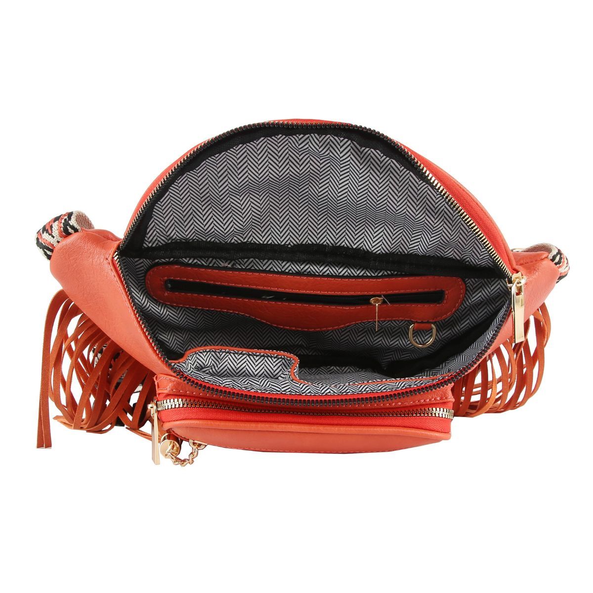 Orange Fringe Fanny Pack|13 x 5.75 x 2 inches - Premium Wholesale Fashion Accessories from Pinktown - Just $46! Shop now at chiquestyles