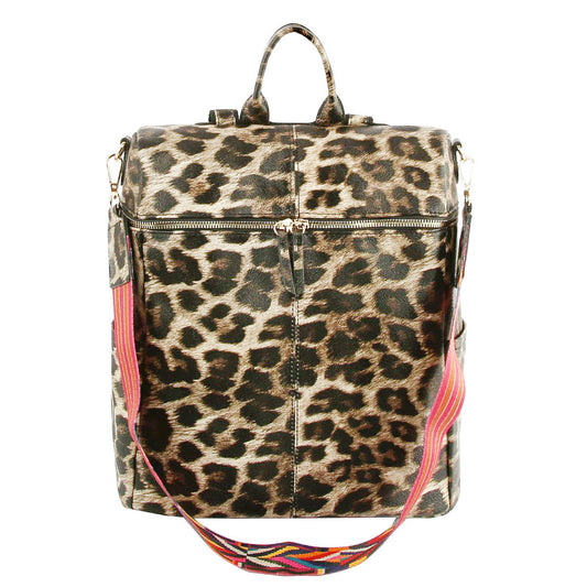 Leopard Square Backpack Purse|14 x 12 x 5.5 inches - Premium Wholesale Fashion Accessories from Pinktown - Just $60! Shop now at chiquestyles