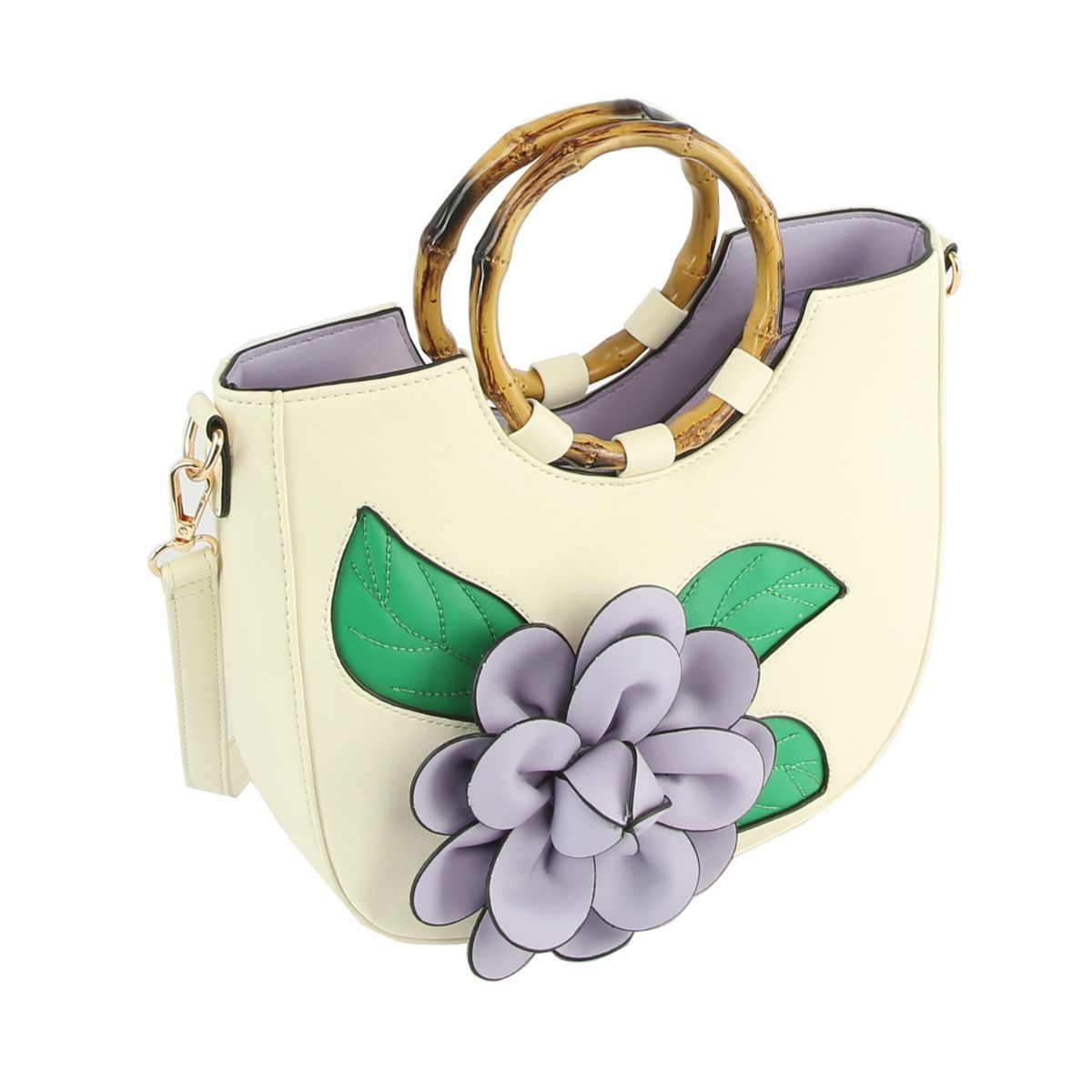 Lavender Flower Bamboo Bag|11.2 x 9.5 x 3.25 inches - Premium Wholesale Fashion Accessories from Pinktown - Just $65! Shop now at chiquestyles