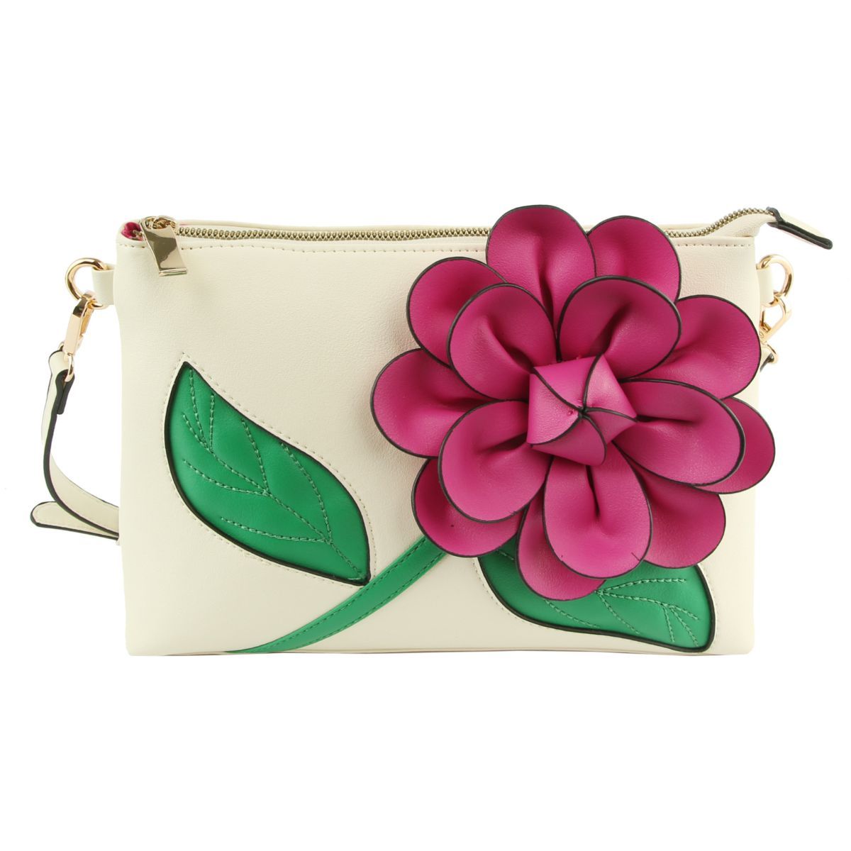 Fuchsia Flower Clutch Crossbody|10.5 x 8 x 3.25 inches - Premium Wholesale Fashion Accessories from Pinktown - Just $40! Shop now at chiquestyles