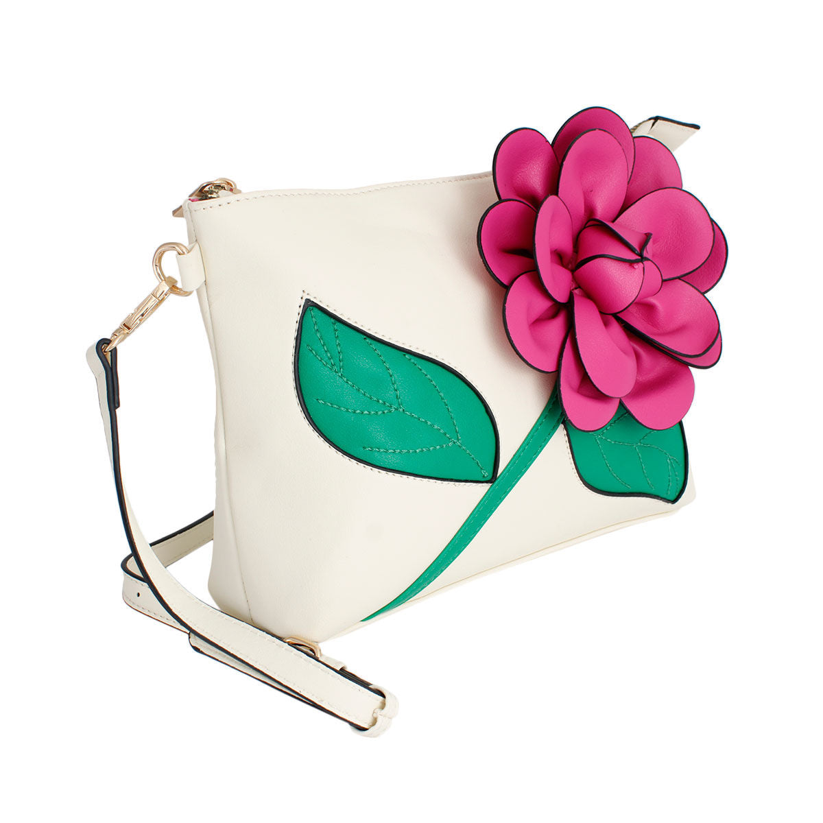 Fuchsia Flower Clutch Crossbody|10.5 x 8 x 3.25 inches - Premium Wholesale Fashion Accessories from Pinktown - Just $40! Shop now at chiquestyles