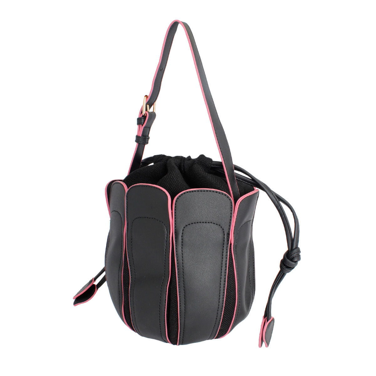 Black Tulip Bucket Bag|8.25 x 7.5 x 8 inches - Premium Wholesale Fashion Accessories from Pinktown - Just $41! Shop now at chiquestyles