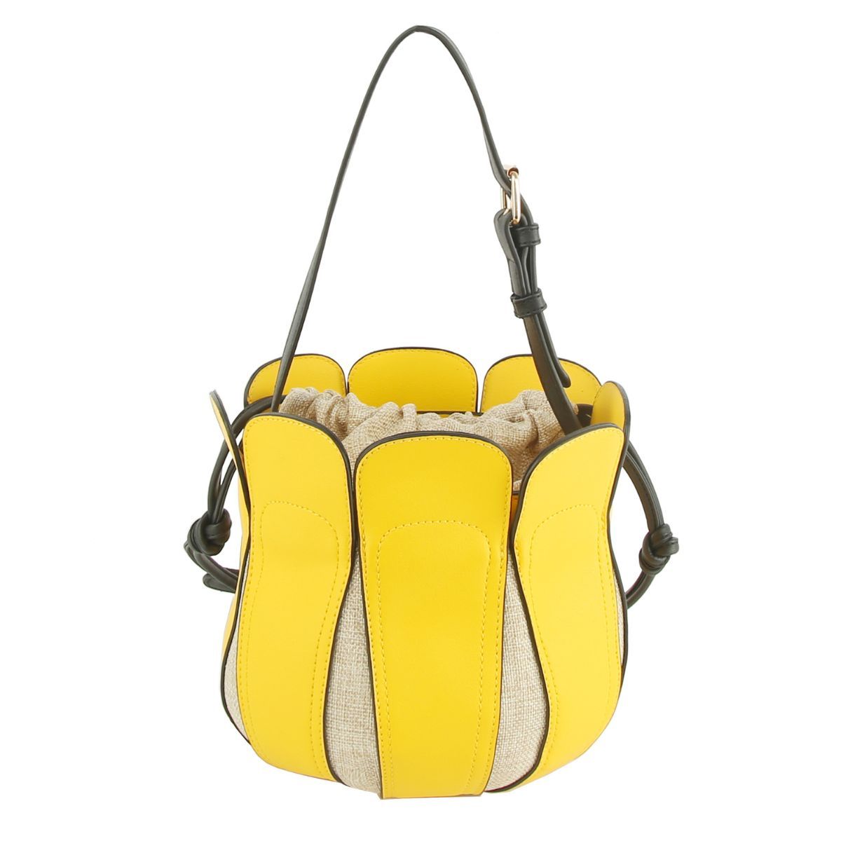 Yellow Tulip Bucket Bag|8.25 x 7.5 x 8 inches - Premium Wholesale Fashion Accessories from Pinktown - Just $41! Shop now at chiquestyles