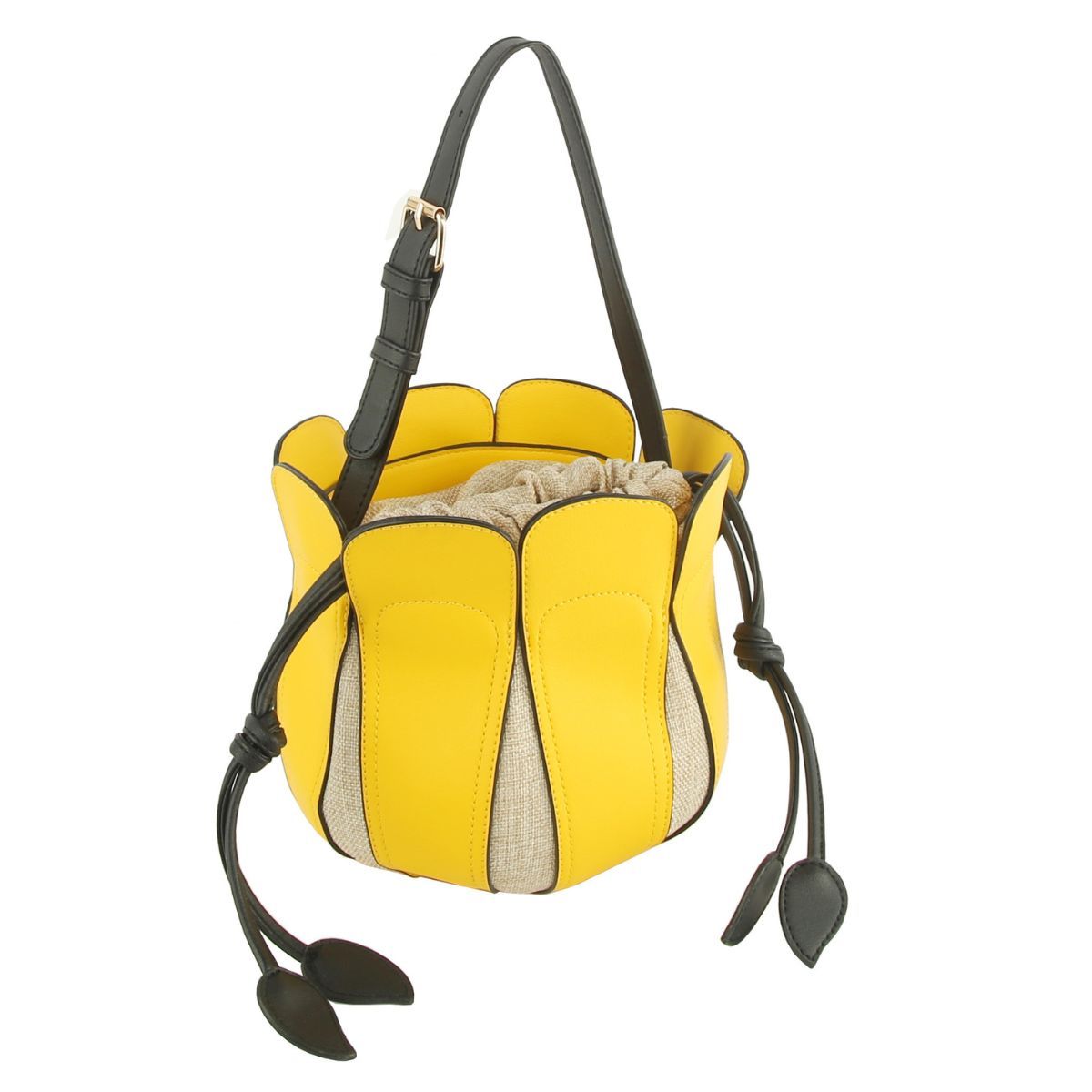 Yellow Tulip Bucket Bag|8.25 x 7.5 x 8 inches - Premium Wholesale Fashion Accessories from Pinktown - Just $41! Shop now at chiquestyles