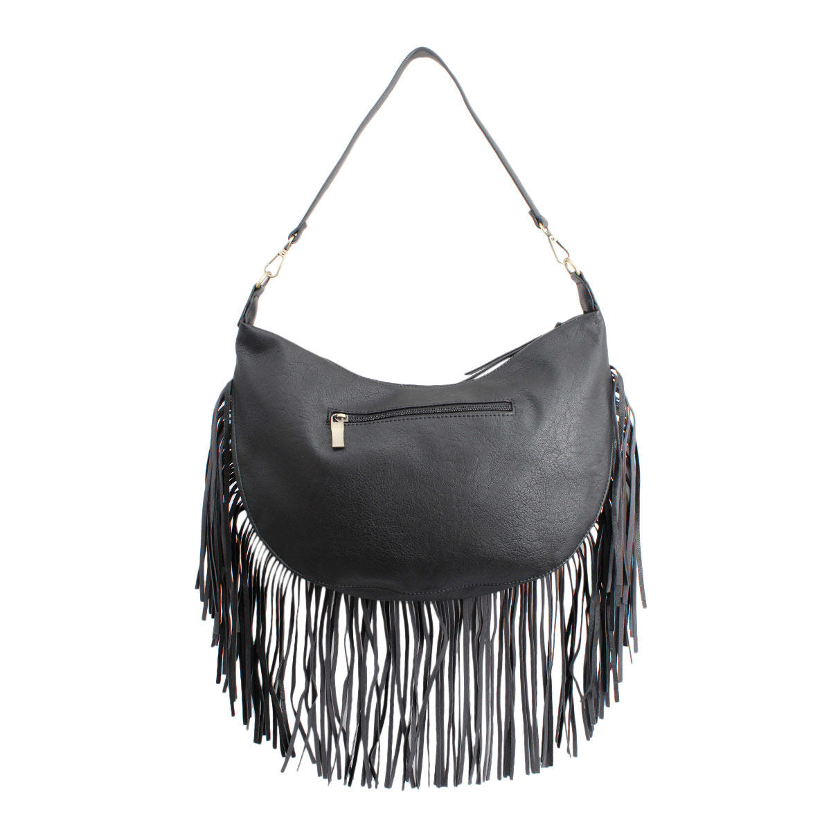 Purse Black Round Fringe Hobo Bag for Women - Premium Wholesale Fashion Accessories from Pinktown - Just $60! Shop now at chiquestyles