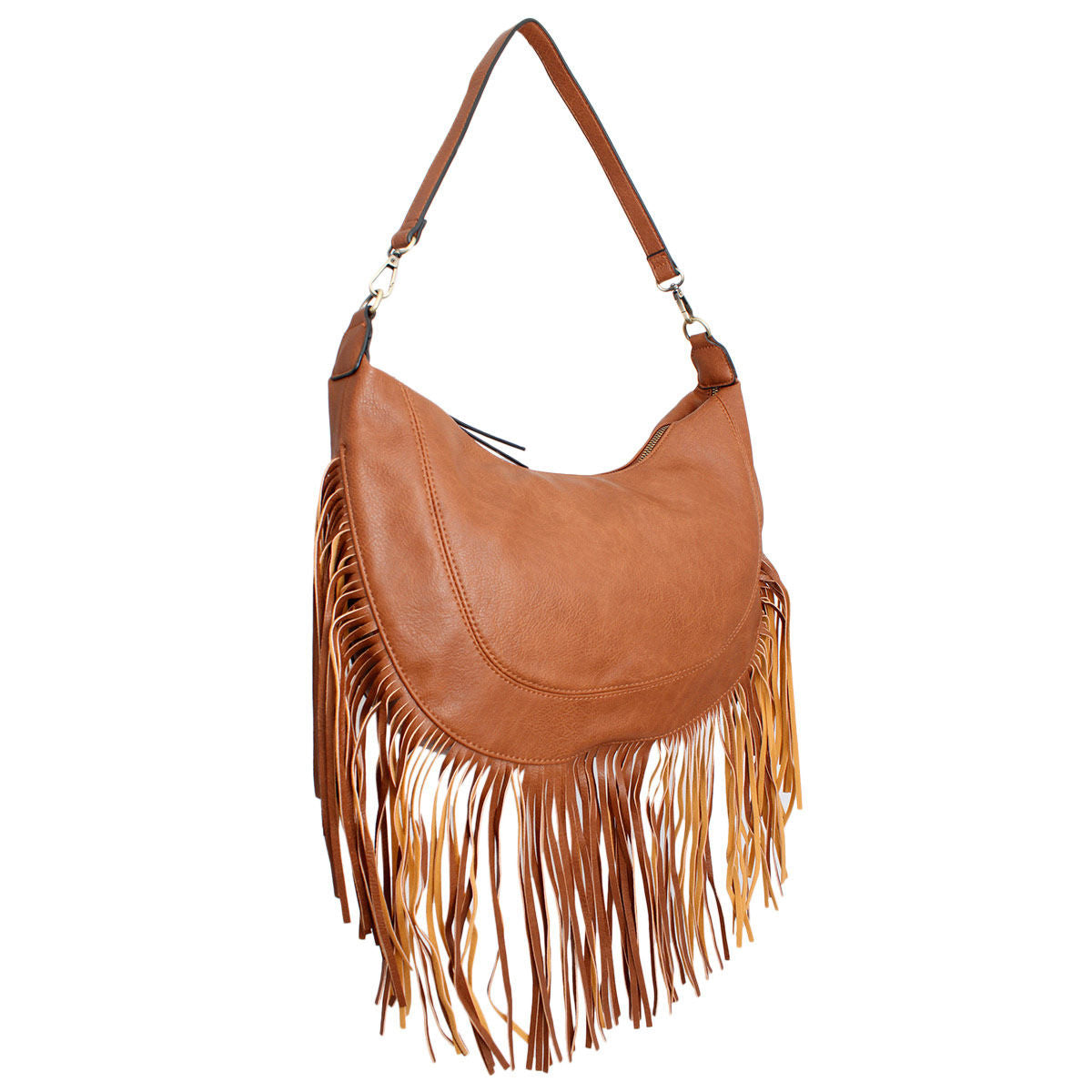 Purse Brown Round Fringe Hobo Bag for Women - Premium Wholesale Fashion Accessories from Pinktown - Just $60! Shop now at chiquestyles