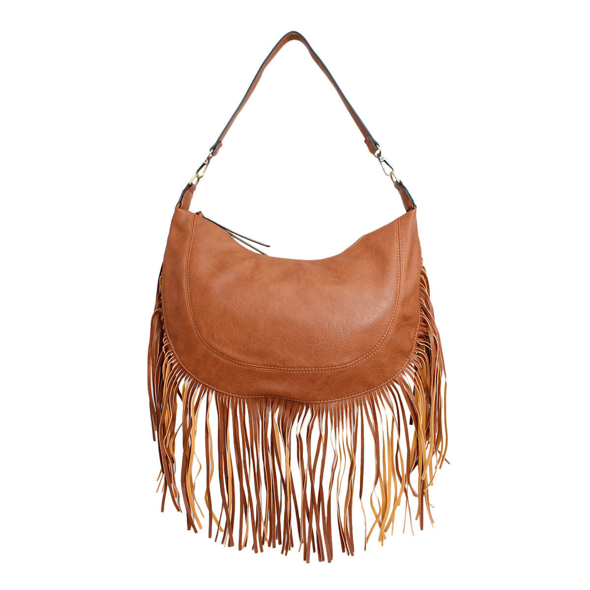 Purse Brown Round Fringe Hobo Bag for Women - Premium Wholesale Fashion Accessories from Pinktown - Just $60! Shop now at chiquestyles