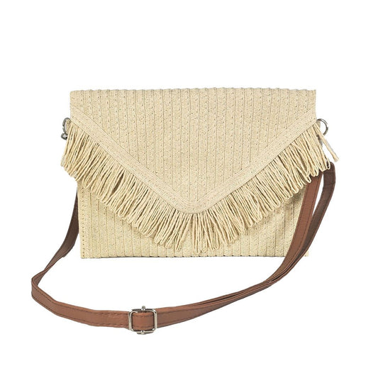 Cream Fringe Envelope Clutch|12 x 8.25 x 1.5 inches - Premium Wholesale Fashion Accessories from Pinktown - Just $31! Shop now at chiquestyles