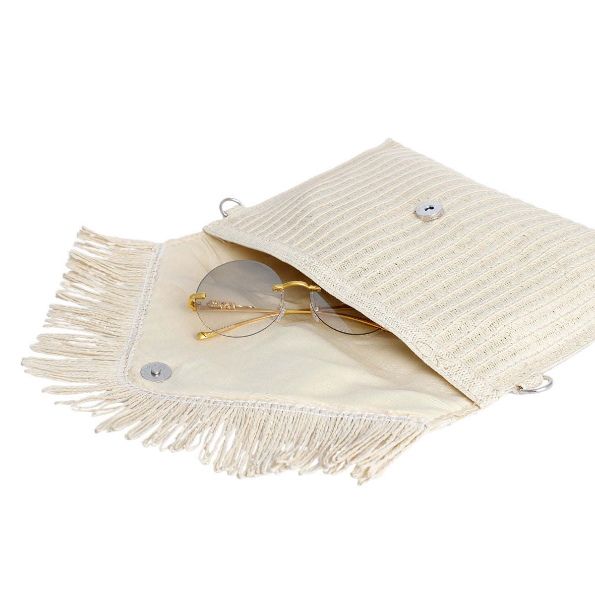 Cream Fringe Envelope Clutch|12 x 8.25 x 1.5 inches - Premium Wholesale Fashion Accessories from Pinktown - Just $31! Shop now at chiquestyles