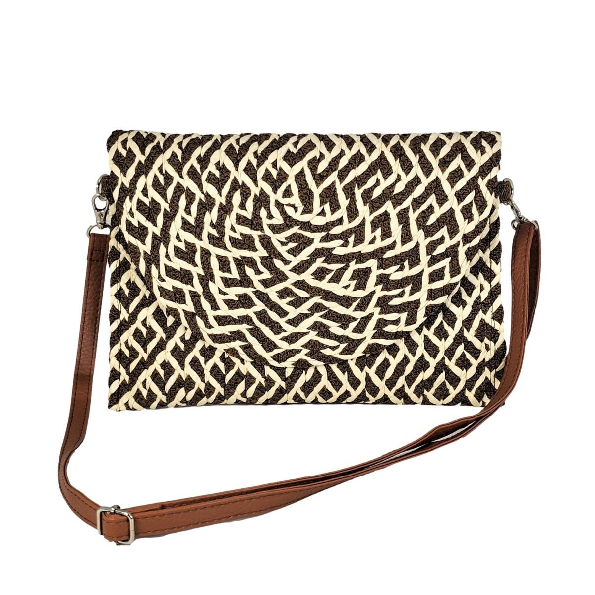 Brown Pattern Flap Clutch|12 x 8.25 x 1.5 inches - Premium Wholesale Fashion Accessories from Pinktown - Just $31! Shop now at chiquestyles