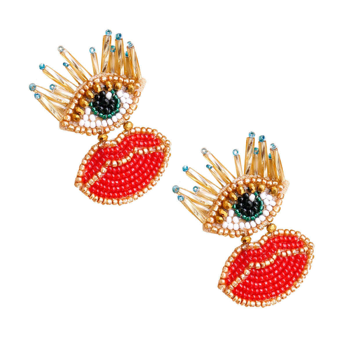 Embroidered Lips and Eyes Earrings|2 inches - Premium Wholesale Jewelry from Pinktown - Just $11! Shop now at chiquestyles