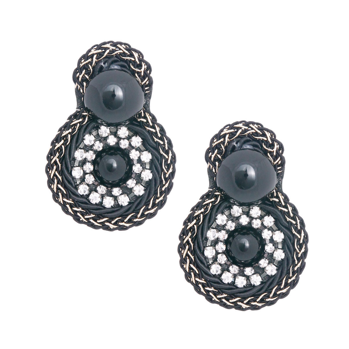 Black Braided Round Stud Earrings|2.25 inches - Premium Wholesale Jewelry from Pinktown - Just $15! Shop now at chiquestyles