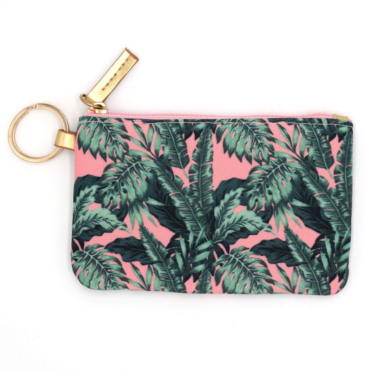 Pink Green Tropical Leaves ID Wallet|5.25 x 3.5 inches - Premium Wholesale Fashion Accessories from Pinktown - Just $11! Shop now at chiquestyles