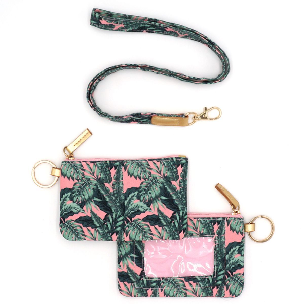 Pink Green Tropical Leaves ID Wallet|5.25 x 3.5 inches - Premium Wholesale Fashion Accessories from Pinktown - Just $11! Shop now at chiquestyles