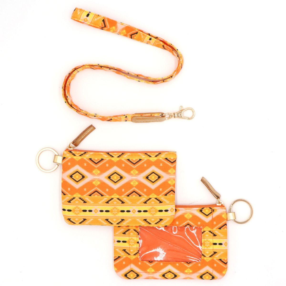 Orange Aztec Tribal ID Wallet|5.25 x 3.5 inches - Premium Wholesale Fashion Accessories from Pinktown - Just $11! Shop now at chiquestyles