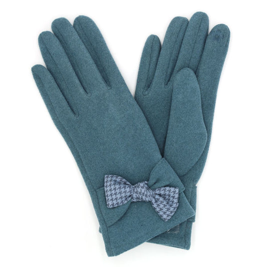 Blue Houndstooth Bow Smart Gloves|One Size - Premium Wholesale Boutique Clothing from Pinktown - Just $16! Shop now at chiquestyles