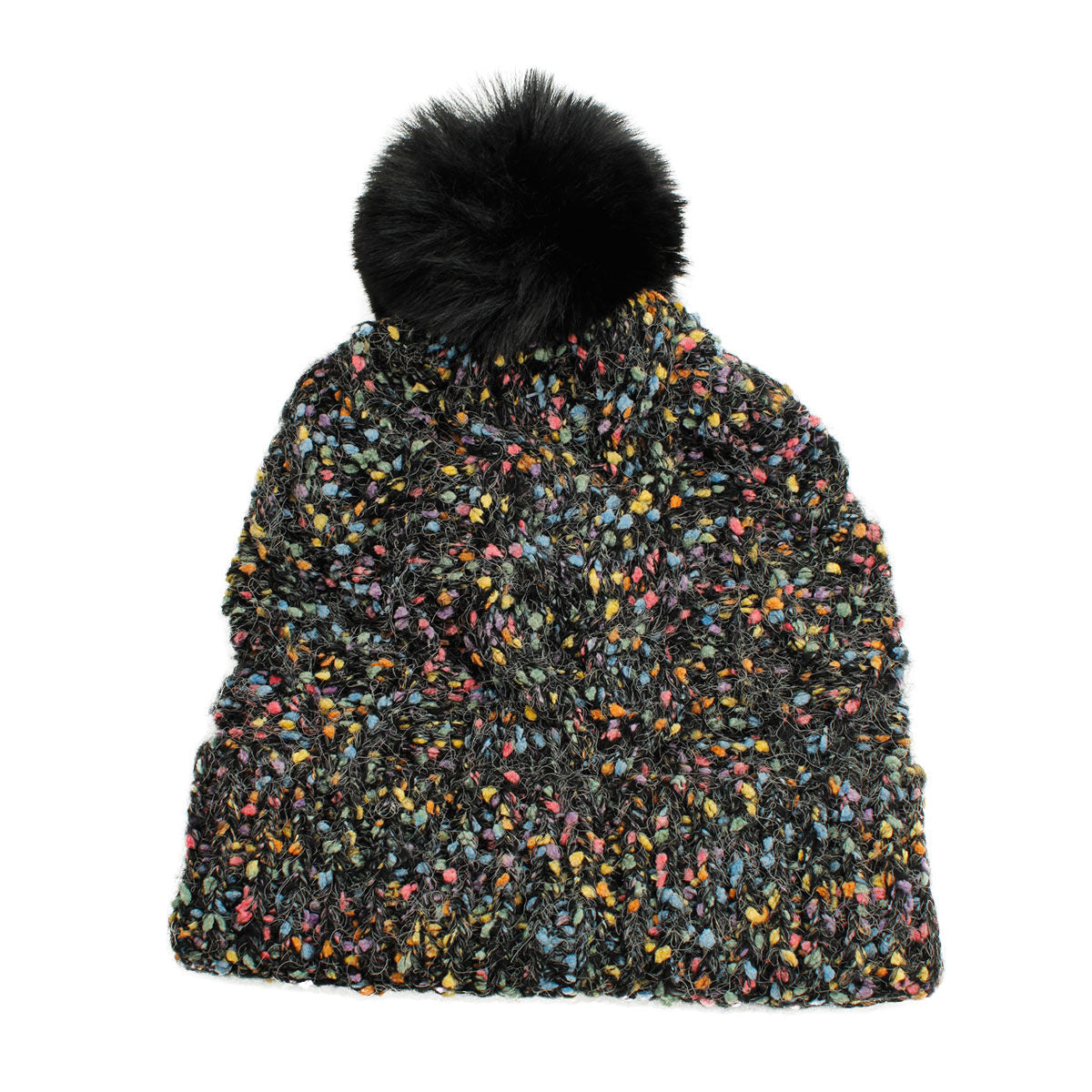 Black Confetti Cable Knit Beanie|Stretch to Fit - Premium Wholesale Fashion Accessories from Pinktown - Just $18! Shop now at chiquestyles