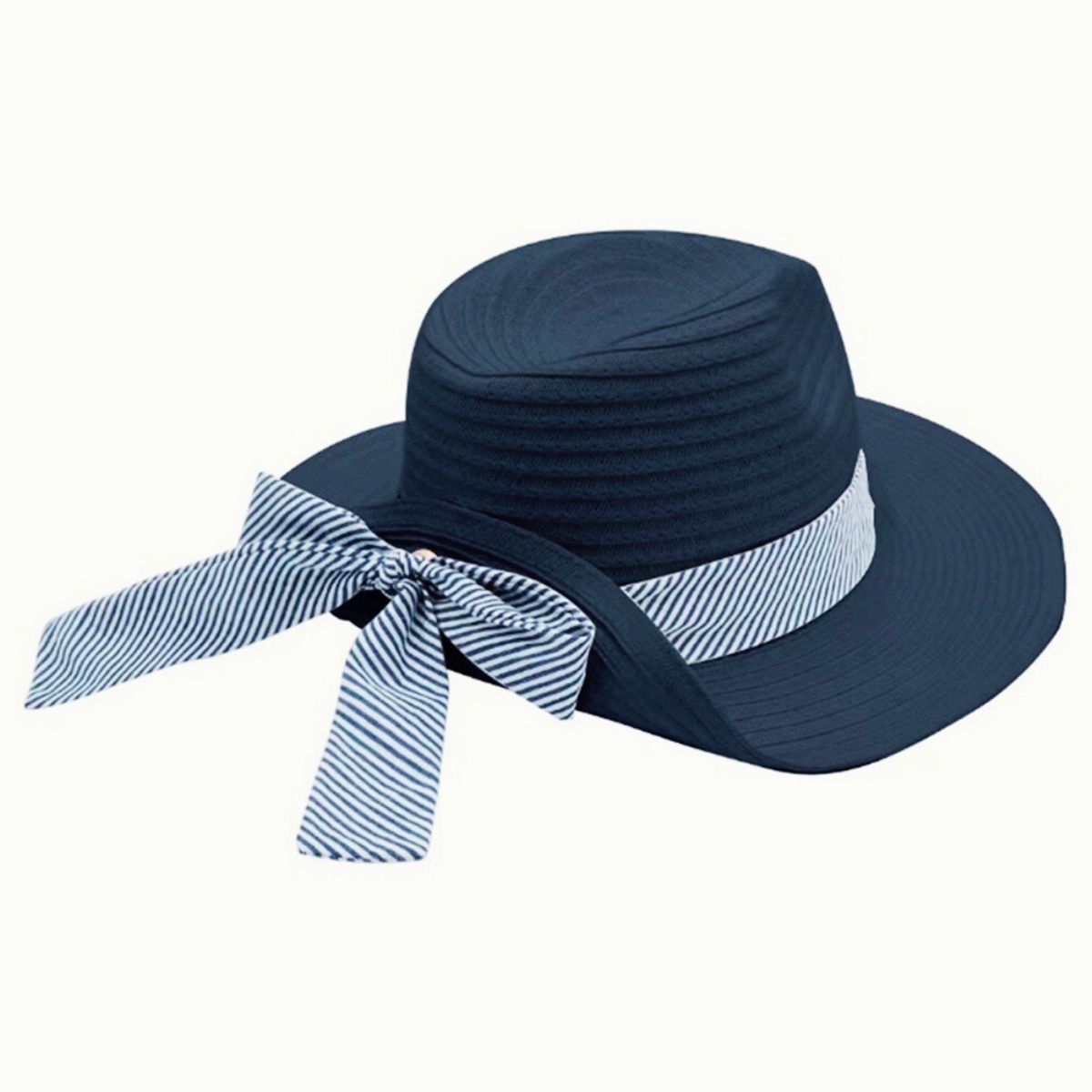 Navy Striped Bow Fedora Hat|One Size - Premium Wholesale Fashion Accessories from Pinktown - Just $17! Shop now at chiquestyles