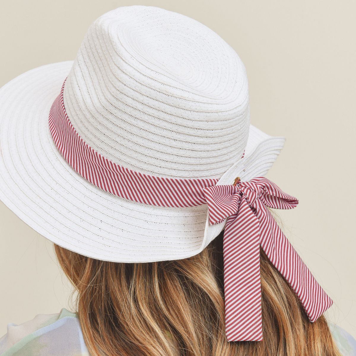 White Red Striped Bow Fedora|One Size - Premium Wholesale Fashion Accessories from Pinktown - Just $17! Shop now at chiquestyles