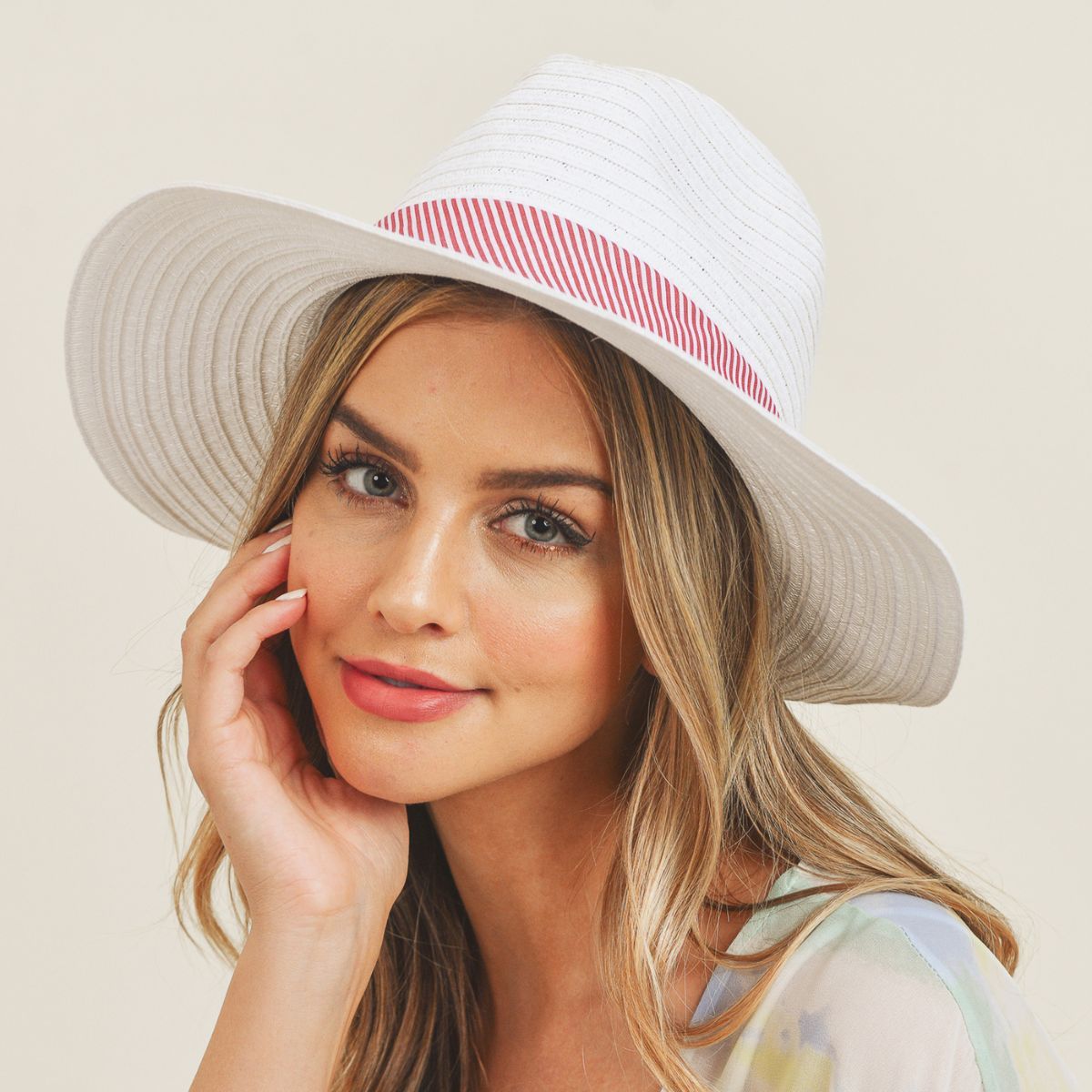 White Red Striped Bow Fedora|One Size - Premium Wholesale Fashion Accessories from Pinktown - Just $17! Shop now at chiquestyles