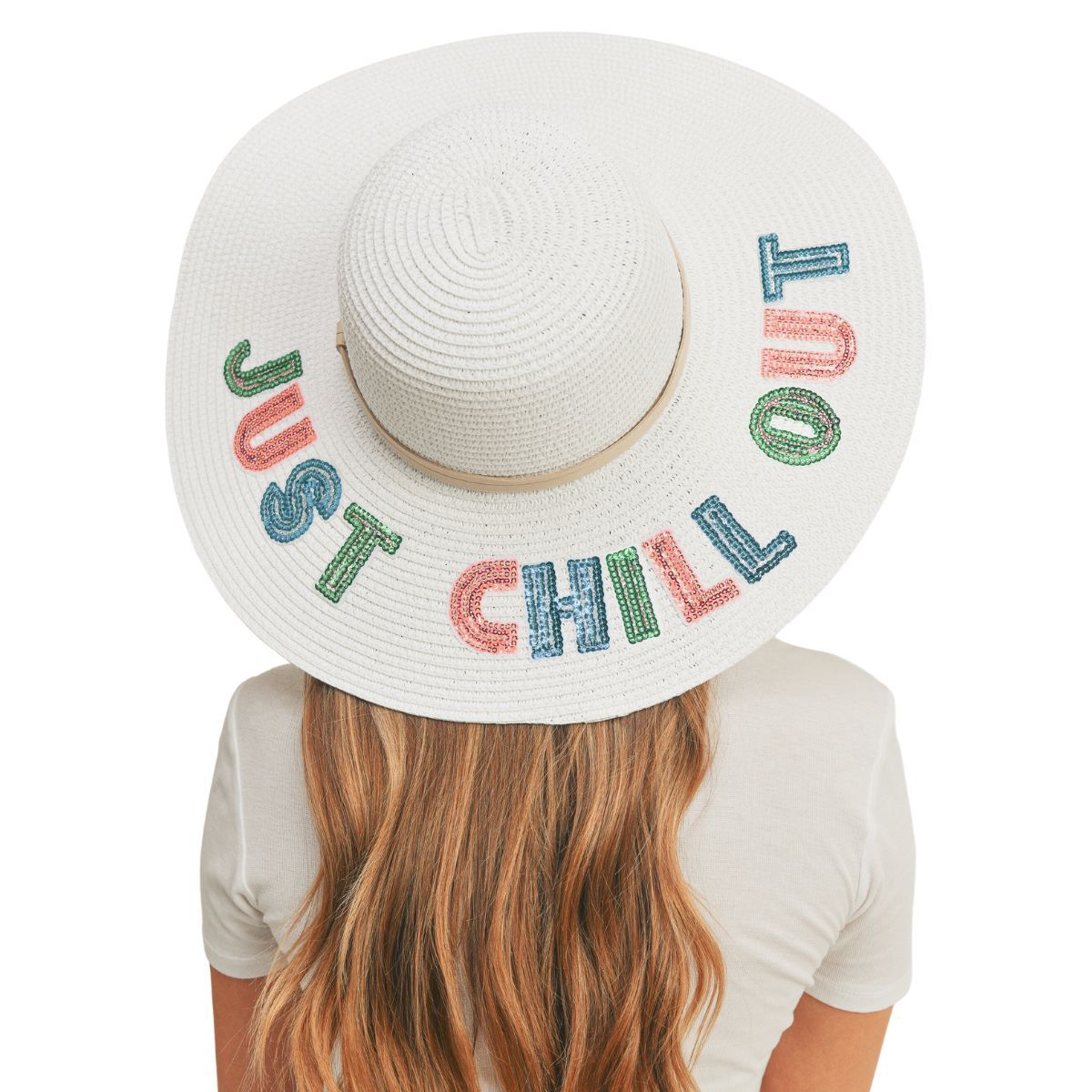 JUST CHILL OUT White Floppy Hat|One Size - Premium Wholesale Fashion Accessories from Pinktown - Just $23! Shop now at chiquestyles