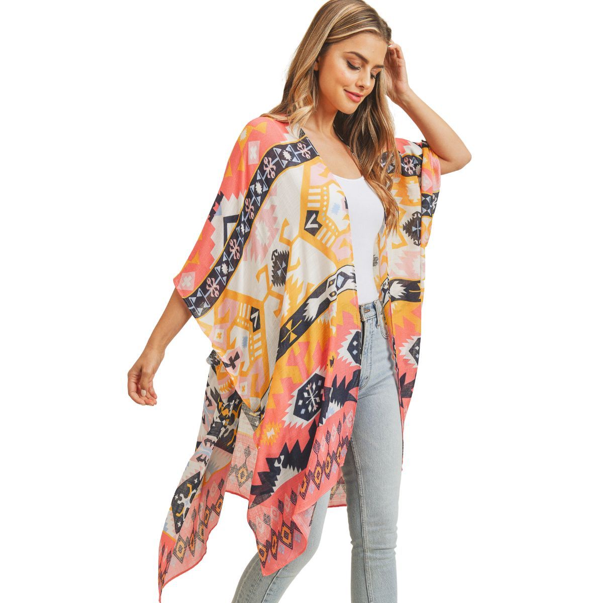 Pink Aztec Tribal Kimono|38 x 39 inches - Premium Wholesale Fashion Accessories from Pinktown - Just $24! Shop now at chiquestyles