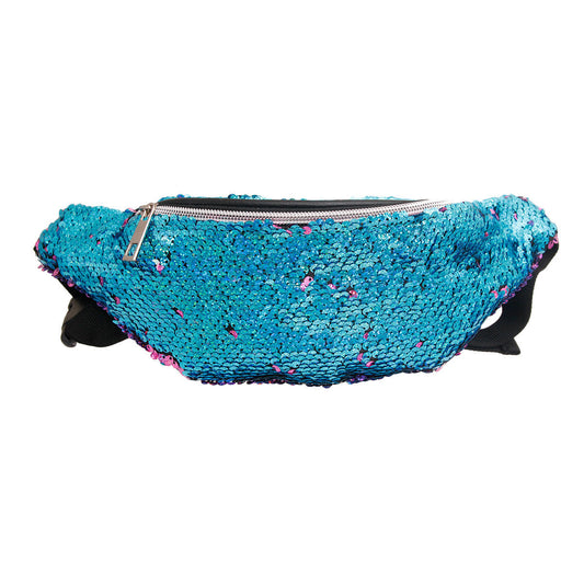 Blue to Purple Sequin Fanny Pack|11.75 x 4.75 x 3 inches - Premium Wholesale Fashion Accessories from Pinktown - Just $17! Shop now at chiquestyles