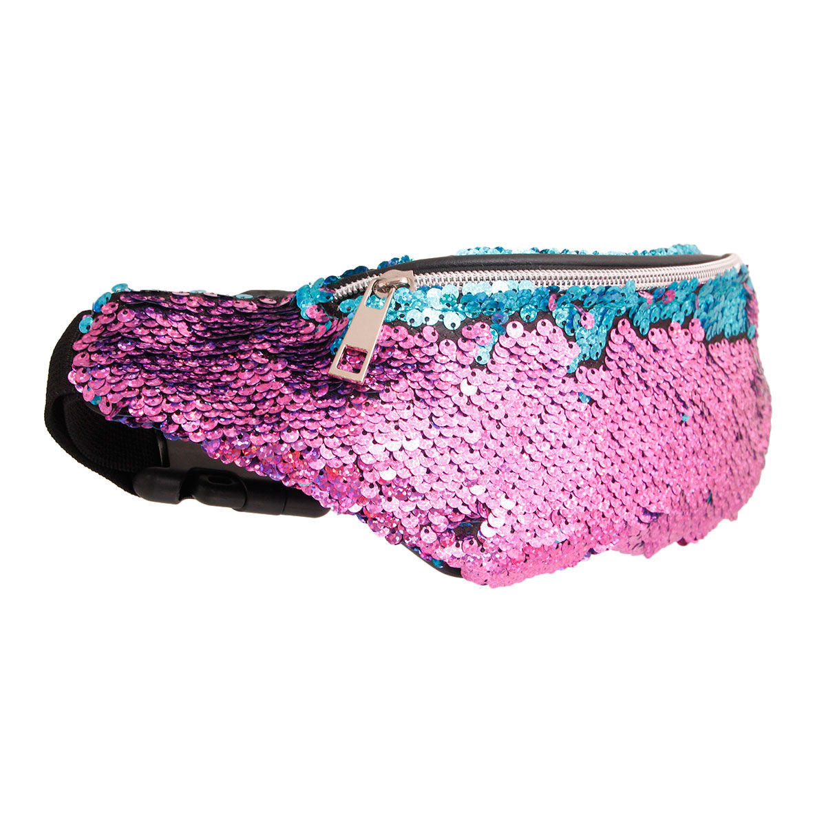 Blue to Purple Sequin Fanny Pack|11.75 x 4.75 x 3 inches - Premium Wholesale Fashion Accessories from Pinktown - Just $17! Shop now at chiquestyles