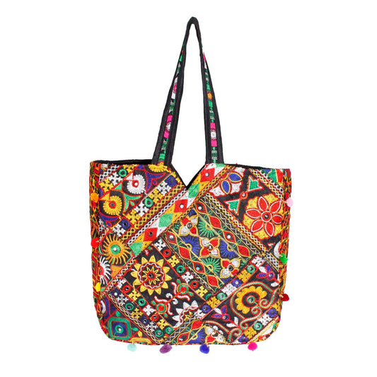 Black Tribal Embroidered Tote|13.75 x 14.25 x 5.25 inches - Premium Wholesale Fashion Accessories from Pinktown - Just $36! Shop now at chiquestyles