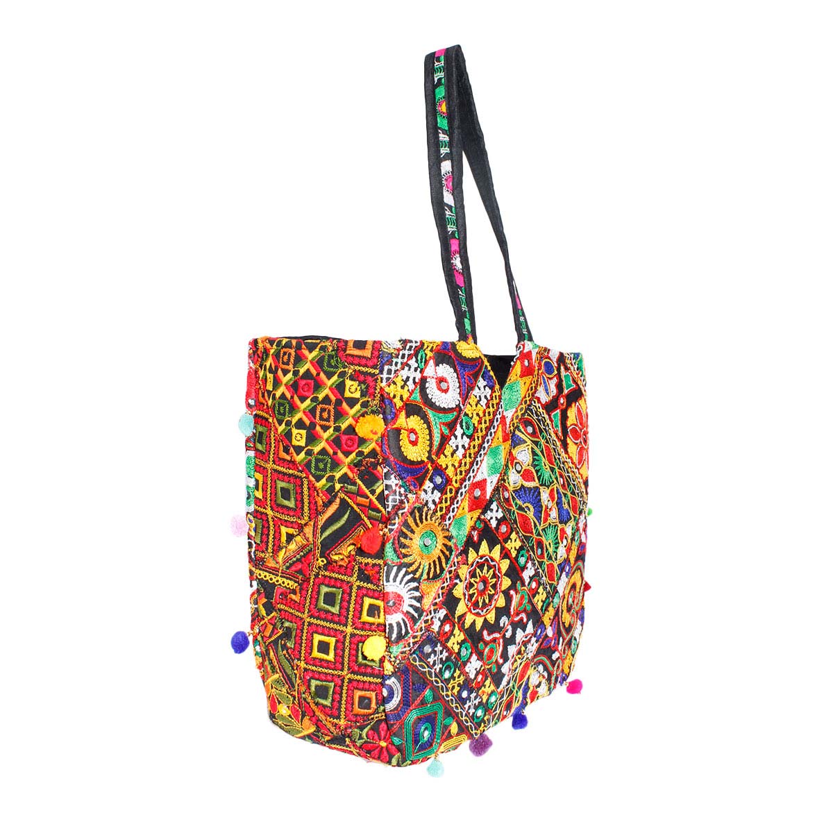 Black Tribal Embroidered Tote|13.75 x 14.25 x 5.25 inches - Premium Wholesale Fashion Accessories from Pinktown - Just $36! Shop now at chiquestyles