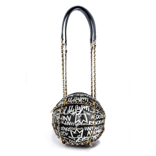 Black and White Graffiti Basketball Bag|8.5 x 8.5 x 8.5 inches - Premium Wholesale Fashion Accessories from Pinktown - Just $66! Shop now at chiquestyles