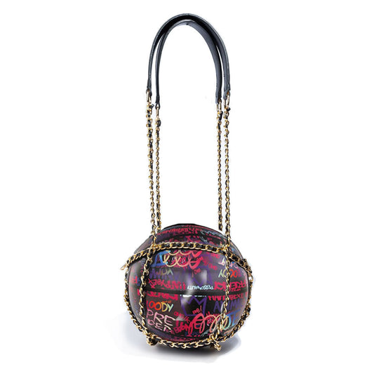 Purple and Black Graffiti Basketball Bag|8.5 x 8.5 x 8.5 inches - Premium Wholesale Fashion Accessories from Pinktown - Just $66! Shop now at chiquestyles