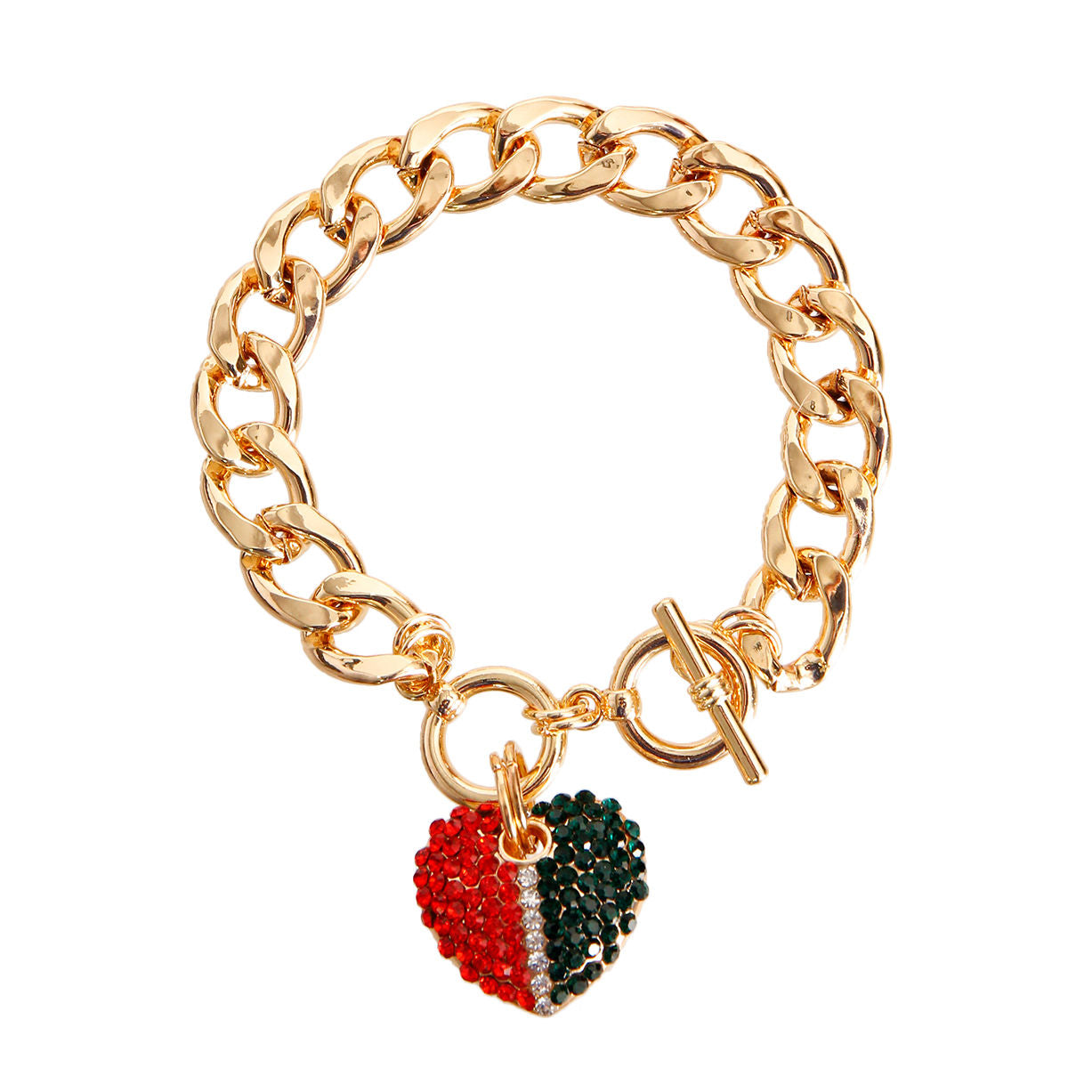 Designer Heart Gold Toggle Bracelet|8 inches - Premium Wholesale Jewelry from Pinktown - Just $9! Shop now at chiquestyles