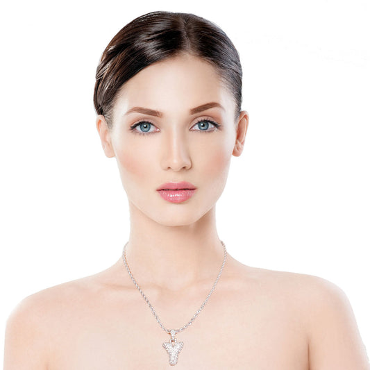 Y Rhinestone Silver Necklace|20 inches - Premium Wholesale Jewelry from Pinktown - Just $13! Shop now at chiquestyles