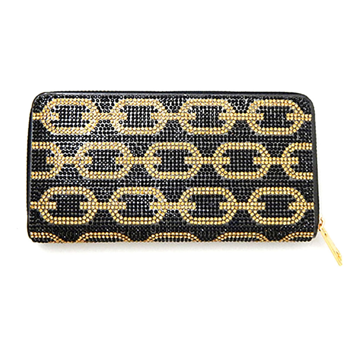 Black and Gold Rhinestone Wallet|7.5 x 4 x 1.25 inches - Premium Wholesale Fashion Accessories from Pinktown - Just $27! Shop now at chiquestyles