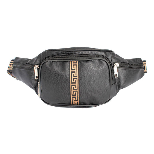 Black 4 Pocket Greek Fanny Pack|14 x 5 x 2 inches - Premium Wholesale Fashion Accessories from Pinktown - Just $17! Shop now at chiquestyles