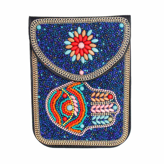 Blue Hamsa Beaded Phone Crossbody|7 x 5.25 x 1 inch - Premium Wholesale Fashion Accessories from Pinktown - Just $35! Shop now at chiquestyles