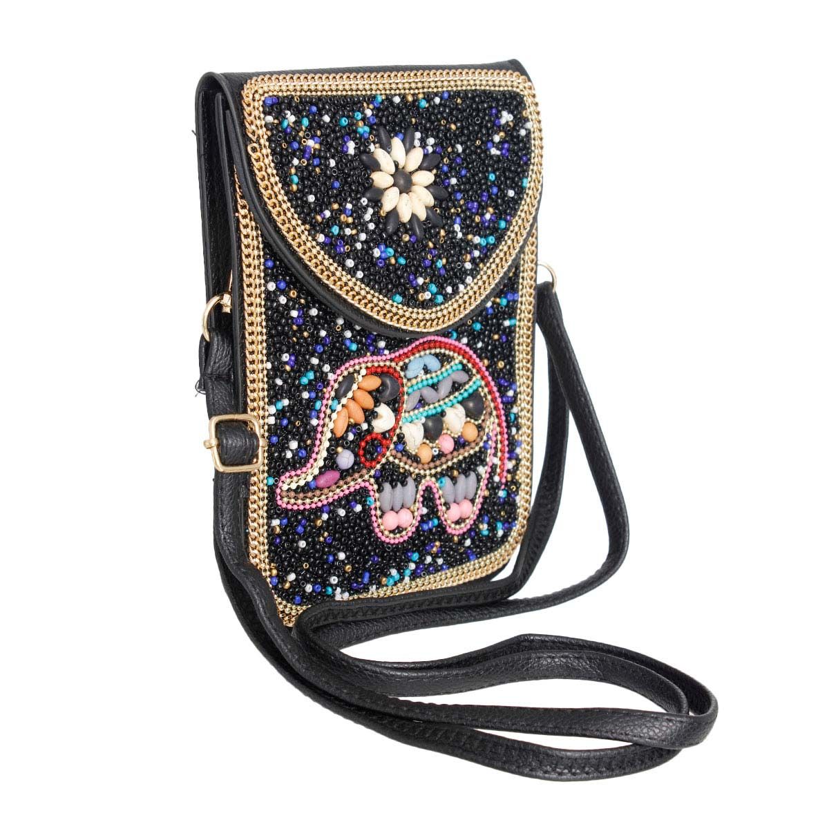 Elephant Beaded Phone Crossbody|7 x 5.25 x 1 inch - Premium Wholesale Fashion Accessories from Pinktown - Just $36! Shop now at chiquestyles