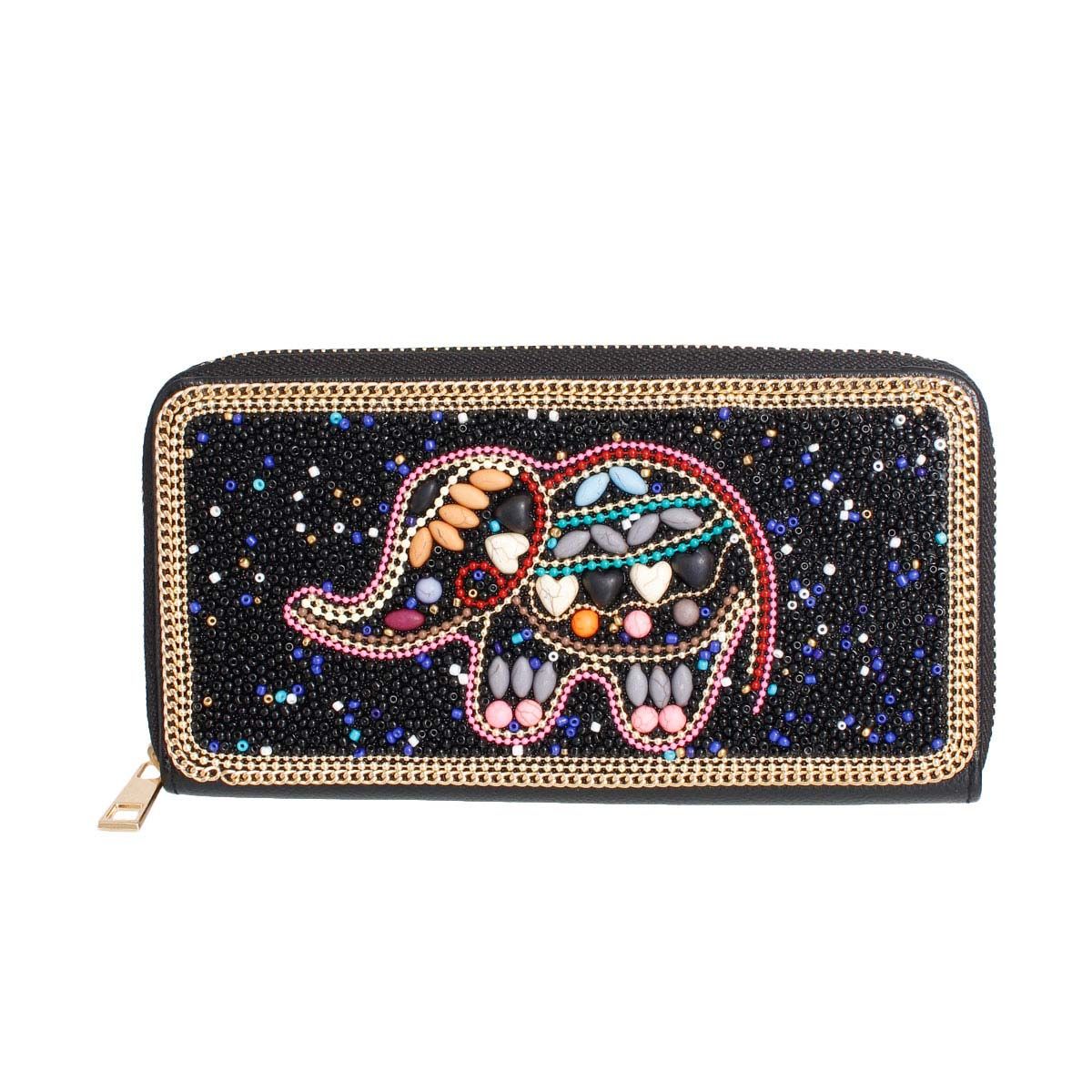 Elephant Beaded Wallet|7.6 x 4.2 x 1.25 inches - Premium Wholesale Fashion Accessories from Pinktown - Just $34! Shop now at chiquestyles