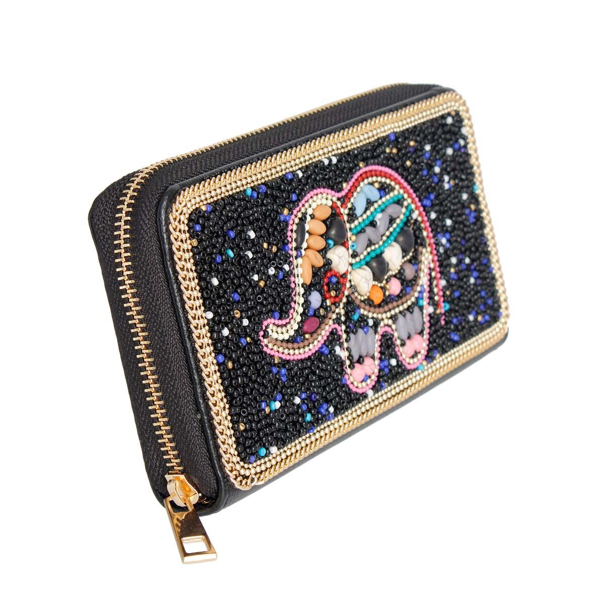 Elephant Beaded Wallet|7.6 x 4.2 x 1.25 inches - Premium Wholesale Fashion Accessories from Pinktown - Just $34! Shop now at chiquestyles