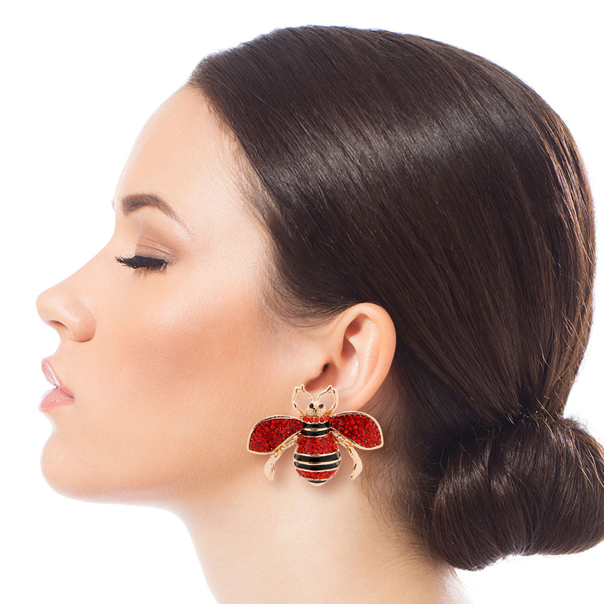 Designer Style Red Bee Studs|1.5 inches - Premium Wholesale Jewelry from Pinktown - Just $15! Shop now at chiquestyles