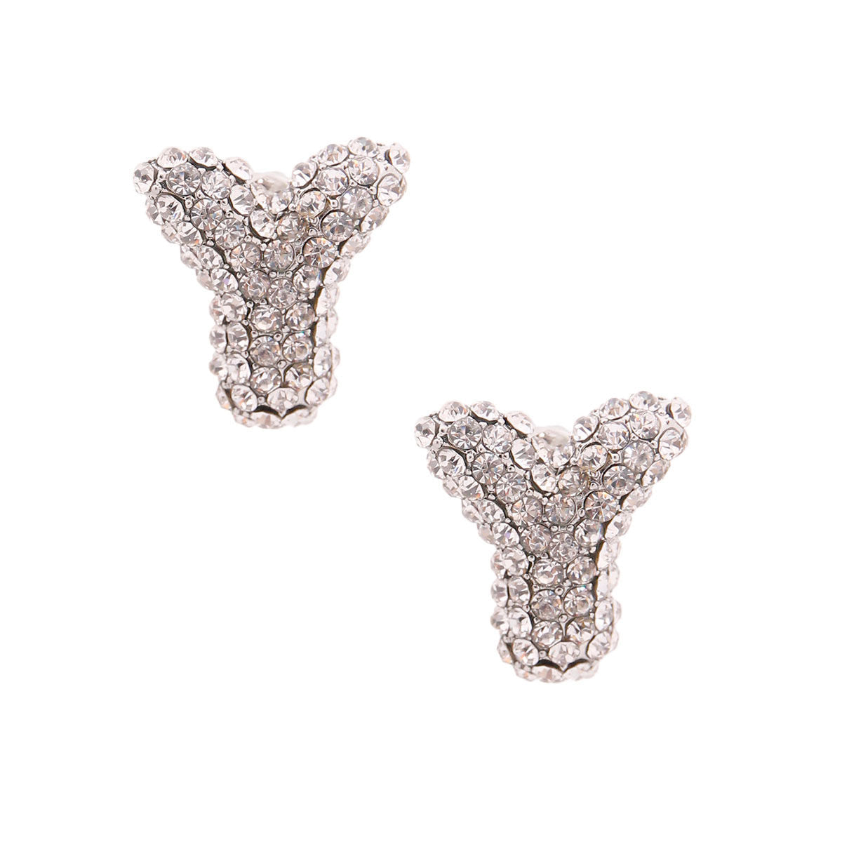 Y Rhinestone Silver Studs|0.85 inches - Premium Wholesale Jewelry from Pinktown - Just $11! Shop now at chiquestyles